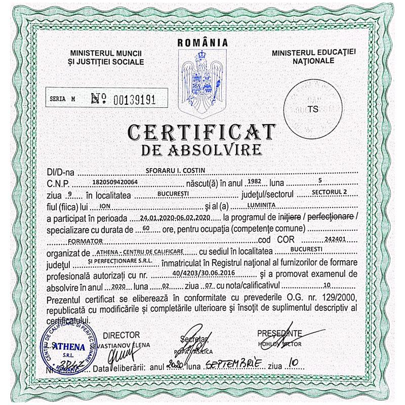 Diplomă Trainer ANC